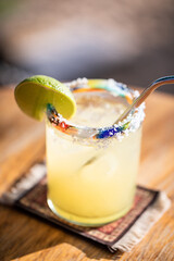 Closeup of Margarita with Lime and Salt Rim