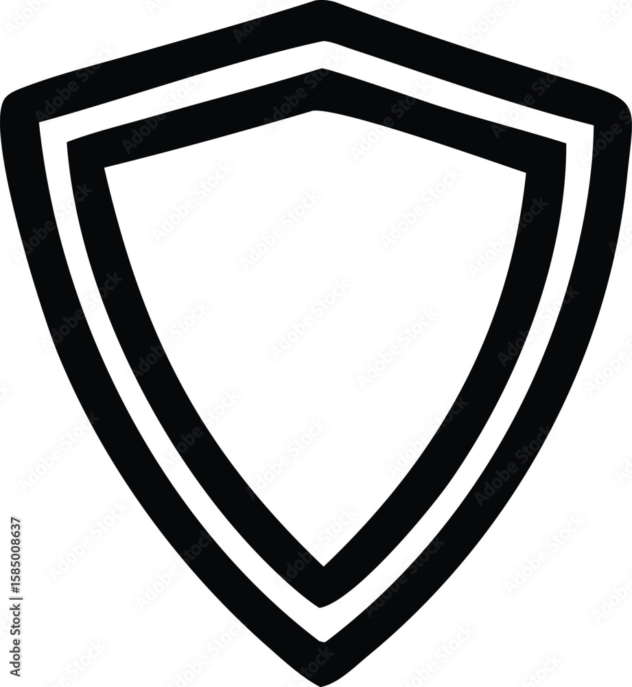 Poster a simple black and white shield emblem with two parallel lines forming a protective border around a 