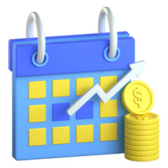 Profit Booking Date 3D Icon Colorful Style