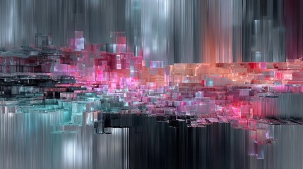 Abstract Digital Art with Colorful Blocks and Gradients in Motion