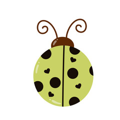 Cute Soft Green Ladybug with Heart Spots