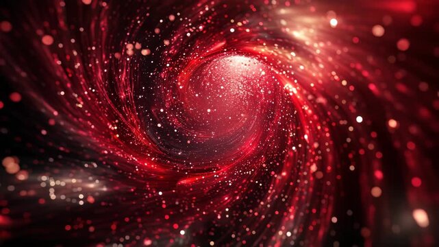 Abstract Red Vortex with Sparkling Particles and Dynamic Light Effects