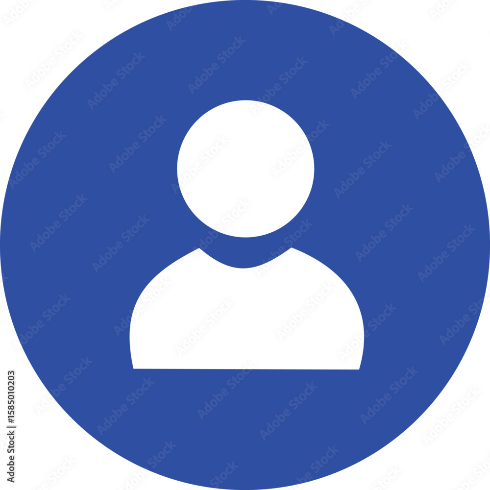 Poster a simple white silhouette of a person s head and shoulders is centered within a vibrant blue circle 