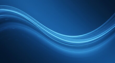Abstract blue wave of light streaks on a dark background