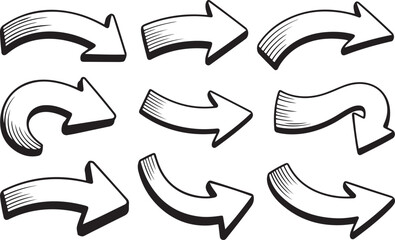 Circular and square arrows for process flow and steps
