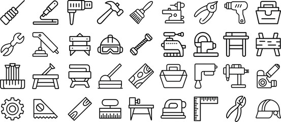 Workshop icon set, vector illustration