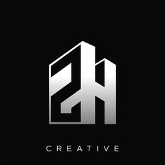 zh building logo design vector Modern Building Icon Design