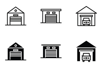 Garage icon set, vehicle, carport, storage, car, car vector illustration. Garage editable stroke icon. vector eps 10