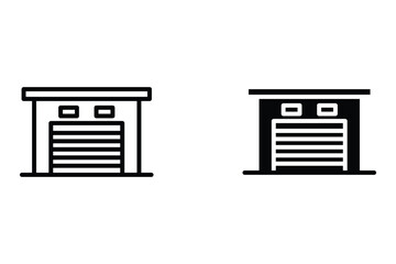 Garage icon set, vehicle, carport, storage, car, car vector illustration. Garage editable stroke icon. vector eps 10
