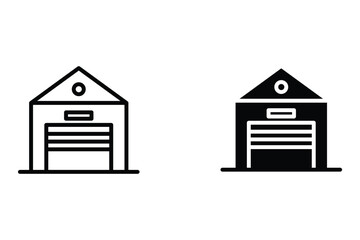 Garage icon set, vehicle, carport, storage, car, car vector illustration. Garage editable stroke icon. vector eps 10