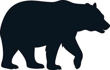 Wildlife bear silhouette walking proudly, great for logos or emblems.