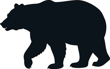 Walking bear black icon, wild animal vector for outdoor and nature designs.