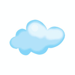 Kawaii watercolor blue cloud illustration character. Set of kawaiii baby new born element design stock. 