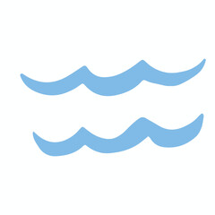 Kawaii watercolor blue wave illustration character. Set of kawaiii baby new born element design stock. 