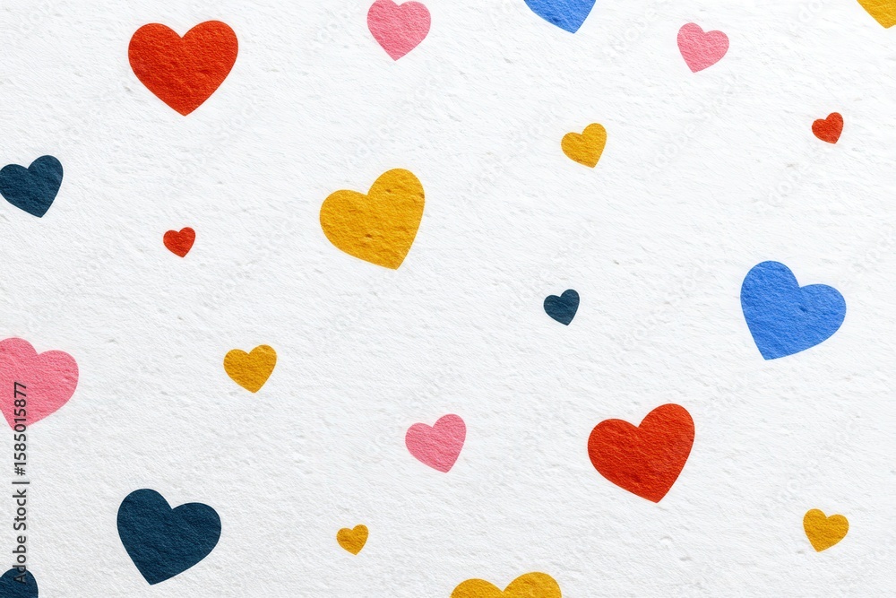Poster colorful heart patterns on textured backdrop representing love joy and affection captured in a visua