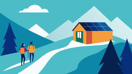 Fototapeta premium A picturesque winter landscape with houses nestled in the snowy mountains, perfect for a Christmas holiday card illustration