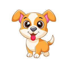 Cute little dog cartoon isolate on white backgroud 