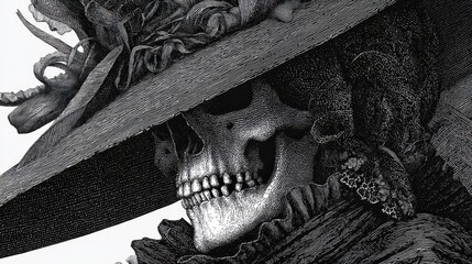 Naklejka premium A grim, elegant skull portrait