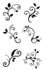 Elegant Floral Swirl Corner Ornament Set – Vintage Decorative Flourishes and Vector Elements