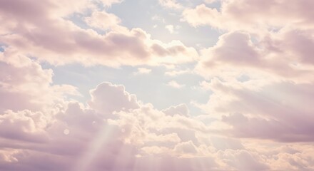 Fototapeta premium Pink and Purple Clouds Illuminated by Sunrays in a Dreamy Sky variation 2