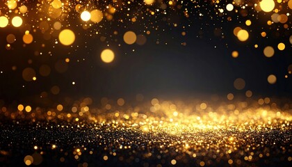 Naklejka premium Golden sparkles falling abstract background digital artwork studio setting close-up view celebration and elegance