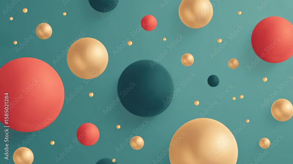 Poster dynamic colorful spheres in abstract design digital artwork modern aesthetics minimalist environment