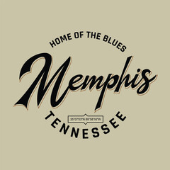 Vintage typography design in vector illustration. Memphis Tennessee. Clothing,t shirt,apparel and other uses. Abstract design with the grunge and denim style. Vector print, typography, poster.