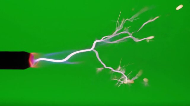 fire from broken cable on a green background 