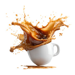 Liquid Coffee Splashing Out from White Cup