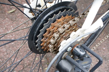 Close-up of Rusted Bicycle Gear (Passage of Time / Deterioration)