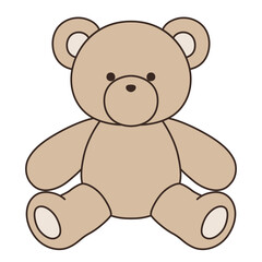 かわいいくまのぬいぐるみのベクターイラスト。熊、アイコン、座る、テディベア