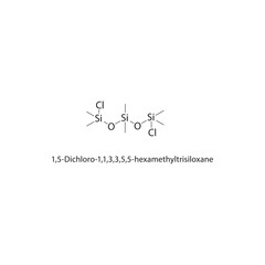 Fototapeta premium 1,5-Dichloro-1,1,3,3,5,5-hexamethyltrisiloxane skeletal structure. siloxane compound compound schematic illustration. Simple diagram, chemical formula.