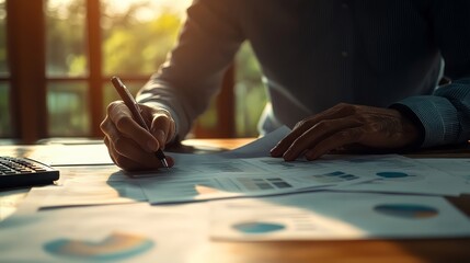 Business data analysis concept. Businessman analyzing financial graph, digital marketing report, market data research, technology for business strategy, finance and investment