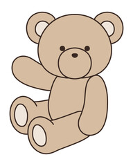 かわいいくまのぬいぐるみのベクターイラスト。熊、アイコン、座る、テディベア