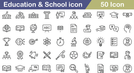 Education and School Icon Set for Learning Tools