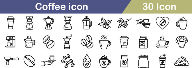 Coffee Icon Set Collection for Cafes and Baristas