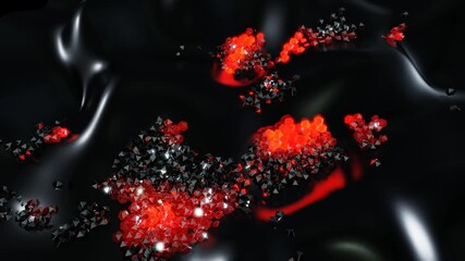 Bulbs start to glow forming pattern like abstract garland. Red orange waves runs across balls like in christmas garland, 3d abstract looped background with lot of gray spheres lay on plane. - Powered by Adobe