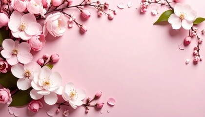 Obraz premium Spring blossom arrangement floral design studio image soft pink background close-up nature's beauty