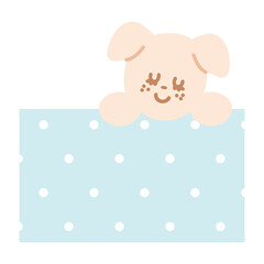 Cute illustration of puppy and polka dot pattern for animals, cartoon character, cute patches, kid doll, plush toy, brooch, pin, pet shop, vet, text bubble, blank space, icon, sticker, dog