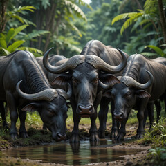 Fototapeta premium Animals drinking water 