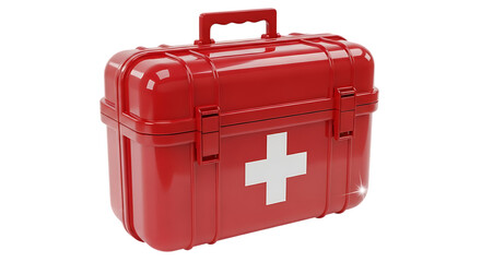 Red medical kit with white cross first aid kit medical box