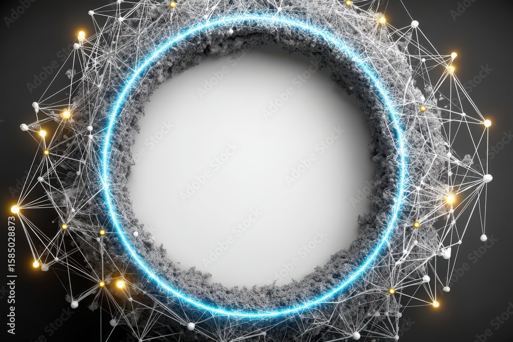 Poster captivating digital illustration showcasing an ethereal circular frame filled with intricate connect