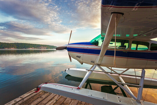 A float plane at sunrise on Lake Temagami in northern Ontario