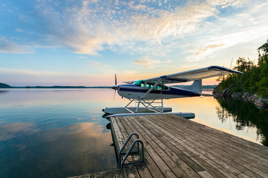 A float plane at dawn on Lake Temagami in northern Ontario