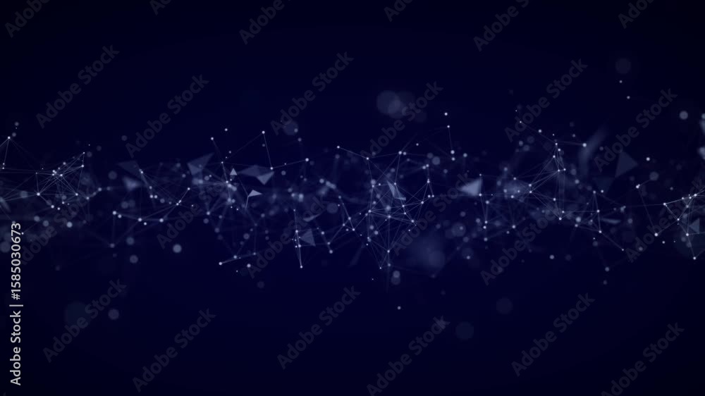 Poster Futuristic flow of digital global connection. Network connection structure. Concept of hi tech and future. Big data visualization. 3D rendering.