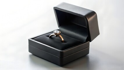A diamond ring in a black box