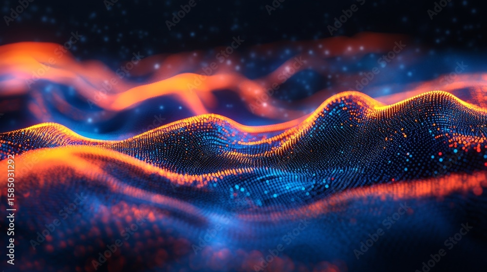 Sticker explore the vivid landscape of digital waves and flowing colors. a captivating display of vibrant hu
