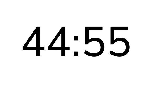 Countdown timer from 45 minute to 44 minute on white background