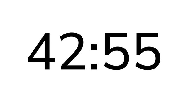 Countdown timer from 43 minute to 42 minute on white background