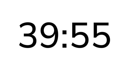 Countdown timer from 40 minute to 39 minute on white background